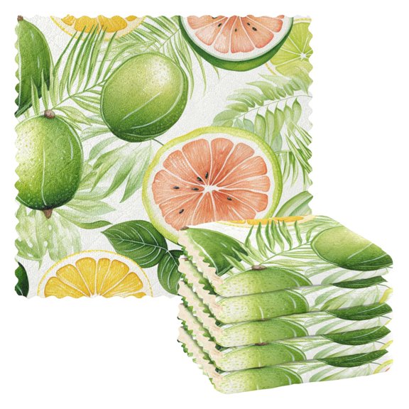6 Packs Watermelon Orange Leaf Kitchen Dish Towels Soft Absorbent Dish Cloths 11"x11"