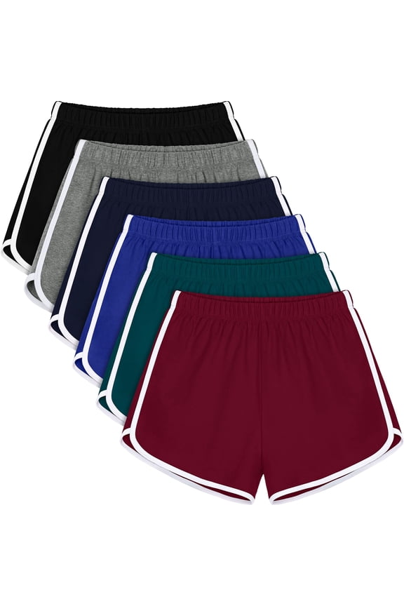 6 Packs Women's Dance Shorts Cotton Sports Short Yoga Breathable Dolphin Summer Athletic For Women