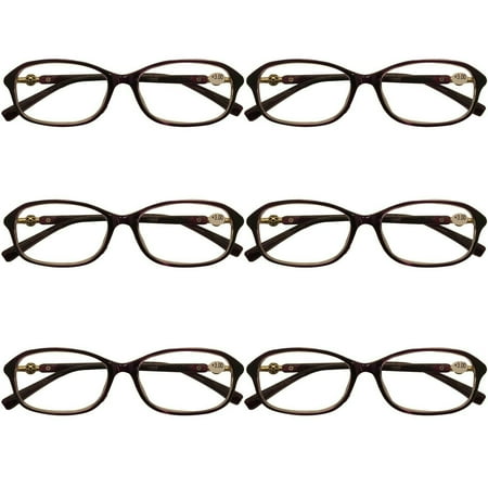 6 Packs Womens Oval Frame Reading Glasses Lightweight Classic Style Readers +1.00