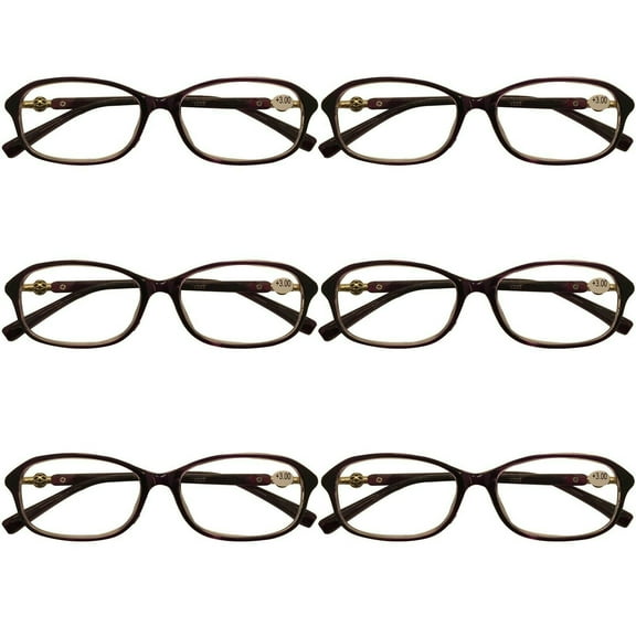 6 Packs Womens Oval Frame Reading Glasses Lightweight Classic Style Readers +1.00