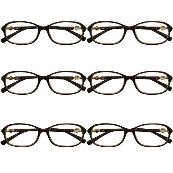 6 Packs Womens Oval Frame Reading Glasses Lightweight Classic Style Readers +4.00