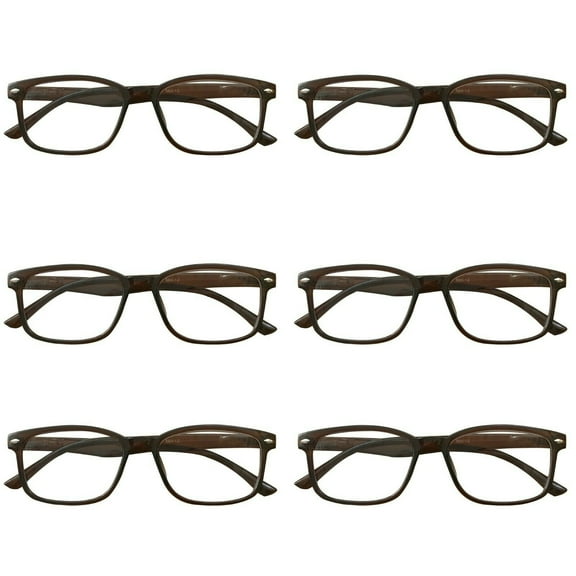 6 Packs Womens Square Frame Blue Light Blocking Computer Reading Glasses Classic Style Readers +2.50