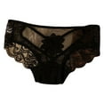 thumbnail image 1 of 6 Packs Womens Underwear Cut Out Lace Low Rise Lift Traceless Pure Briefs Panties for Women One Size Black, 1 of 3