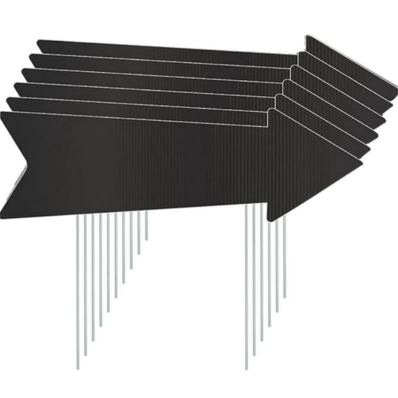6 Packs Yard Signs Decoration,Black Blank Arrow Yard Signs,QZS Durable Plastic Directional Signs for Birthday Party, Guidepost Decorations