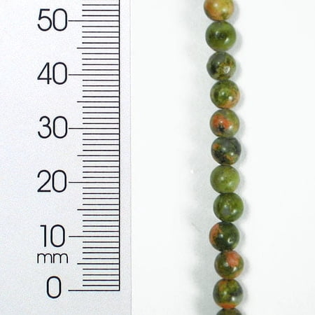 6 Packs of 4mm x 4mm Round Unakite Beads - 4mm - 8" Strand