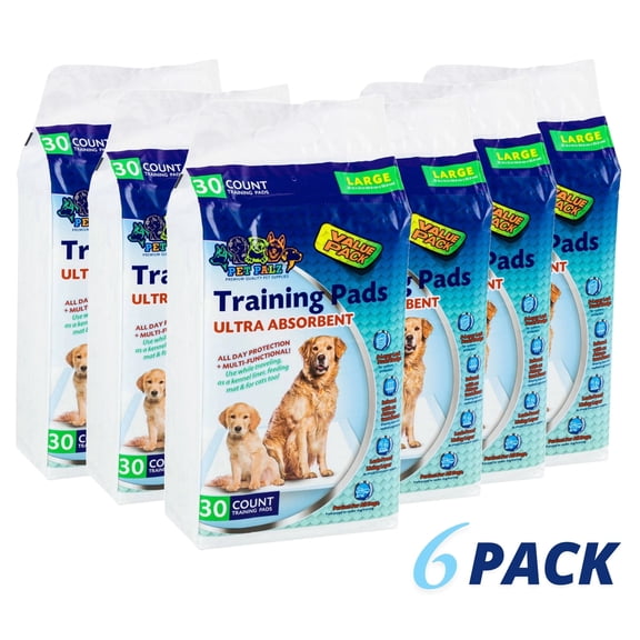 6 Packs of 5-Layer Leak-Proof Pet Training Pads, 22 in x 22 in 180 Count
