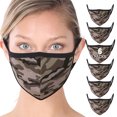 thumbnail image 1 of 6 Packs of Camouflage Print Fashion Washable Adults Unisex One Size Face Covering Mask - Army Camouflage (6 Packs), 1 of 3