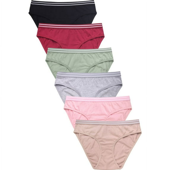 6 Packs of MAMIA Women's Ladies Essential Cotton Underwear Bikini Panties - Style#5