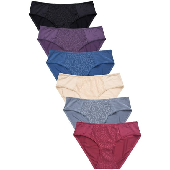 6 Packs of MAMIA Women's Ladies Lace Front Polyester Underwear Bikiny Panties - Style#3
