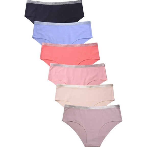 6 Packs of MAMIA Women's Ladies No Show Cotton Underwear Hipster Panties - Style#17