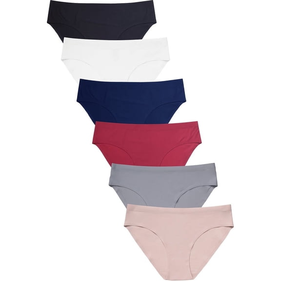 6 Packs of MAMIA Women's Ladies No Show Nylon Underwear Bikini Panties - Style#14