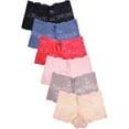 thumbnail image 1 of 6 Packs of MAMIA Women's Nylon Mid Rise Lace Hipster Panty Underwear - Style#2, 1 of 1