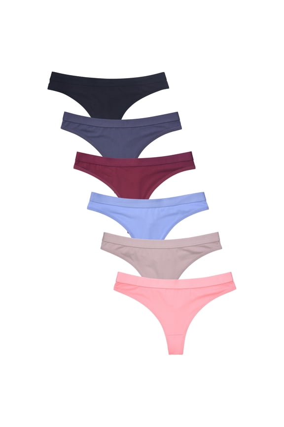 6 Packs of MAMIA Women's Polyester G-String Thong Sexy Underwear Panty - Style#3