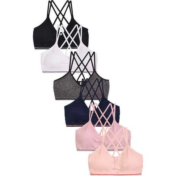 6 Packs of Mamia Women & Plus Size Seamless Onesize Strappy Bralette Sports Bra (Style# 4)