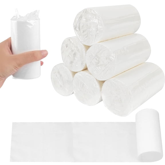 Coreless Portable Toilet Tissue,Bexikou 6 Rolls Packable Camp Toilet Tissue,Soft Travel Toilet Paper,Individually Wrapped Toilet Paper for Camping Everyday Outdoor Trips Use