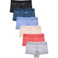 thumbnail image 1 of 6 Packs of SOFRA Women's Nylon Low Rise Lace Hipster Panty Underwear - Style#13, 1 of 1