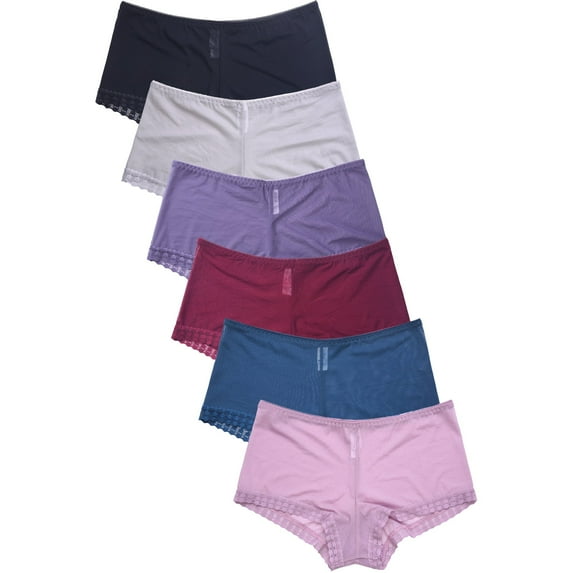 6 Packs of SOFRA Women's Nylon Mid Rise Hipster Panty Underwear - Style#15