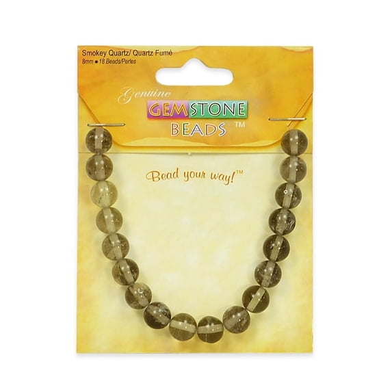 6 Packs of Smoky Quartz Beads - 8mm - 18 pcs.
