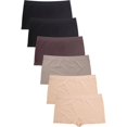 thumbnail image 1 of 6 Packs of Sofra Plus Size Seamless Boyshorts Classy Sexy Stretch Panty - Style#11, 1 of 5