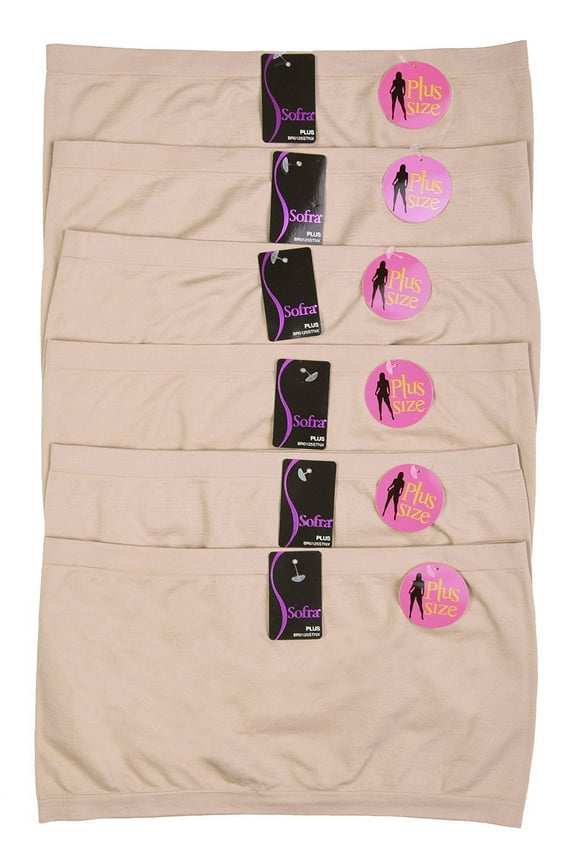 6 Packs of Sofra Women's Regular Size Seamless Strapless Off Shoulder Bandeau Tube Bra Tops w/ No Pad