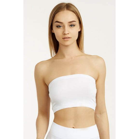 6 Packs of Sofra Women's Regular Size Seamless Strapless Off Shoulder Bandeau Tube Bra Tops w/ No Pad