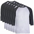 thumbnail image 1 of 6 Packs of TheLovely Men's 3/4 Sleeve Crew Neck Raglan Jersey Baseball Tee Shirts, 1 of 2