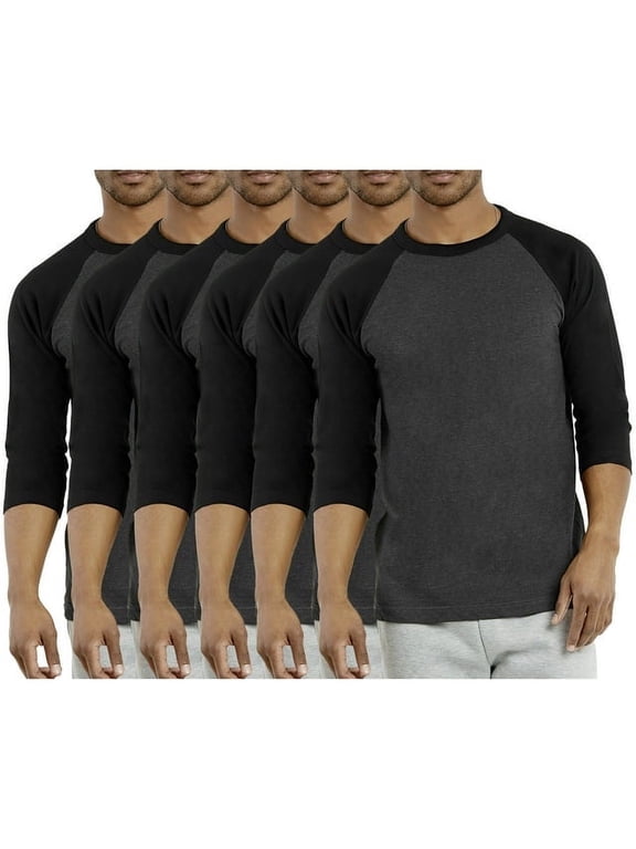 6 Packs of TheLovely Men's 3/4 Sleeve Crew Neck Raglan Jersey Baseball Tee Shirts