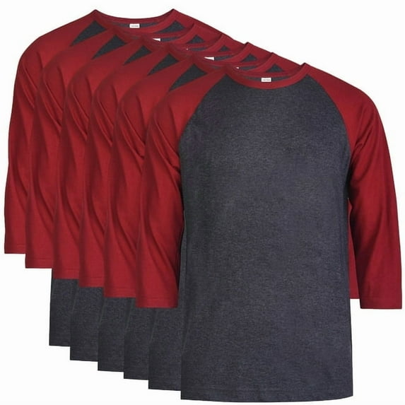6 Packs of TheLovely Men's 3/4 Sleeve Crew Neck Raglan Jersey Baseball Tee Shirts