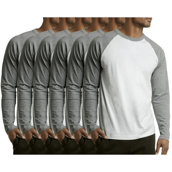 6 Packs of Top Pro Men's 3/4 Sleeve Crew Neck Raglan Jersey Baseball Tee Shirts