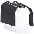thumbnail image 1 of 6 Packs of Top Pro Men's 3/4 Sleeve Crew Neck Raglan Jersey Baseball Tee Shirts, 1 of 2