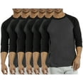 thumbnail image 1 of 6 Packs of Top Pro Men's 3/4 Sleeve Crew Neck Raglan Jersey Baseball Tee Shirts, 1 of 4