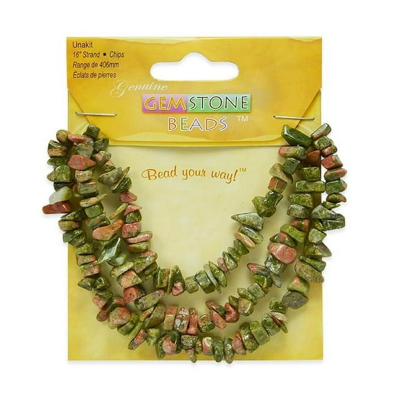 6 Packs of Unakite Chips 16 Inch Strand