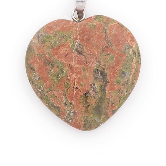 6 Packs of Unakite Heart Pendant