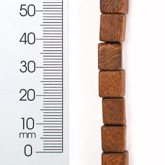 6 Packs of Wood Beads 9mm Cube Drk Brown 2/8" Str