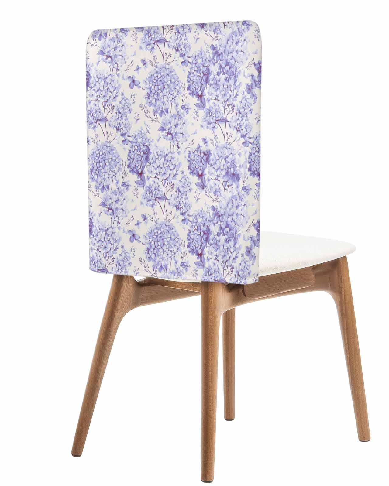 Script Flower Hydrangea Chair 6 PacksPurple Floral Dining Chair Back Cover, Hydrangeas Flower Spring ...