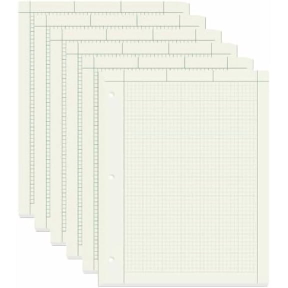 6 Pads Engineering Paper Notebook, Engineering Computation Pad, 8.5X11 Inch Engineering Graph Paper,3-Hole Punched, Total 600 Sheets (Per Pad 100 Sheets)$$Office