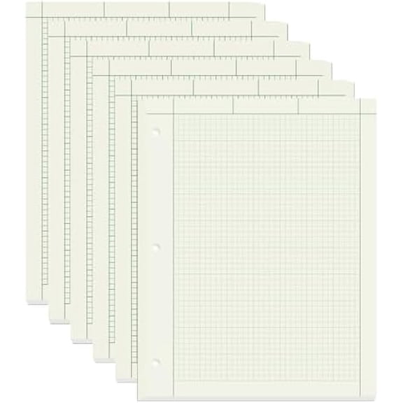 6 Pads Engineering Paper Notebook, Engineering Computation Pad, 8.5X11 Inch Engineering Graph Paper,3-Hole Punched, Total 600 Sheets (Per Pad 100 Sheets)$$Office