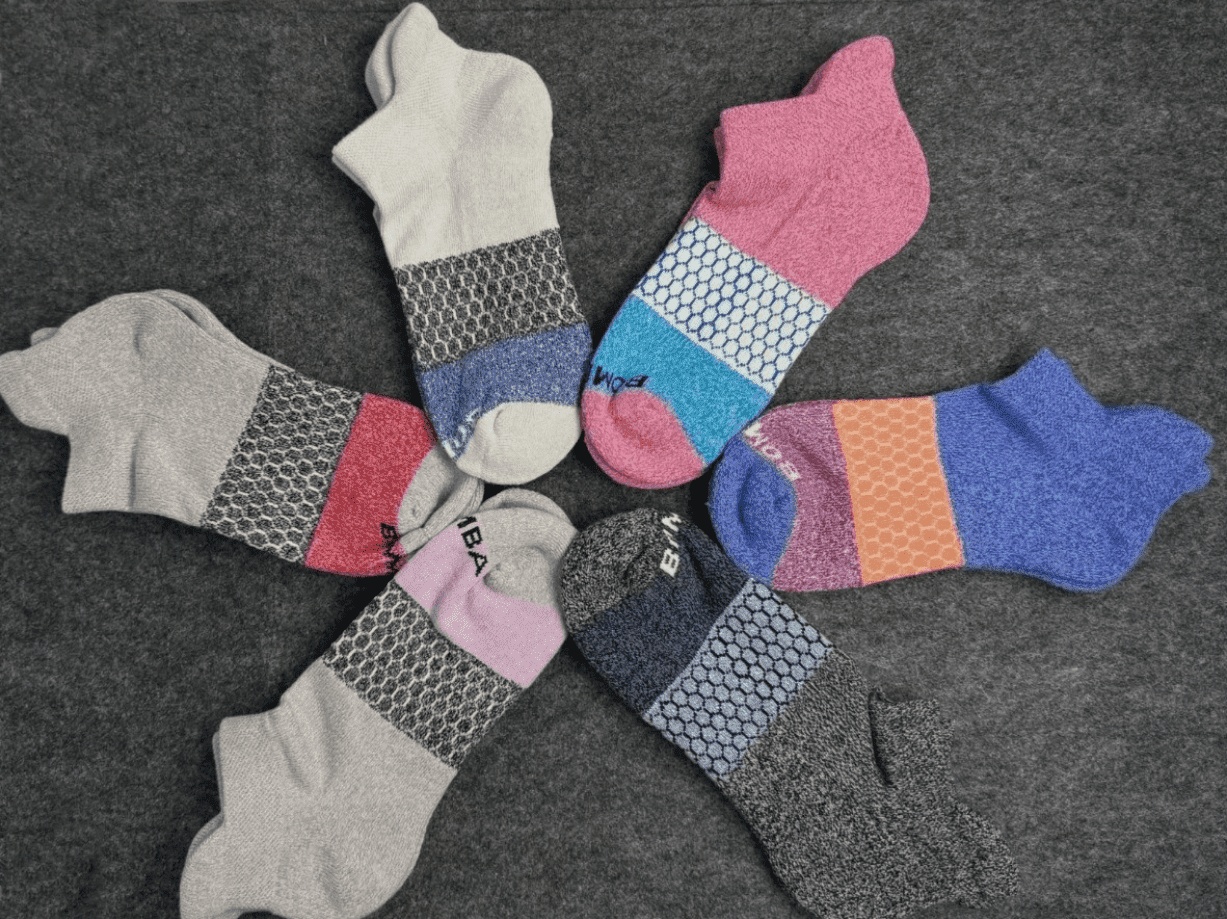 6 Pair Bombas Women's Tri-Block Marl Ankle Sock Size Medium