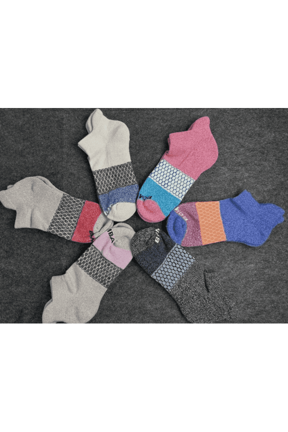 6 Pair Bombas Women's Tri-Block Marl Ankle Sock Size Medium