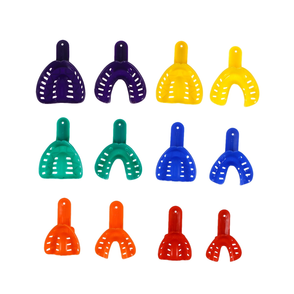 6 Pair Dental Disposable Trays Colorful Tray Dental Materials Dual Arch