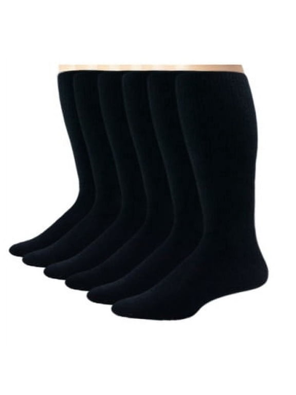 6 Pair Everlast Men's Over The Caft Tube Socks (Black)