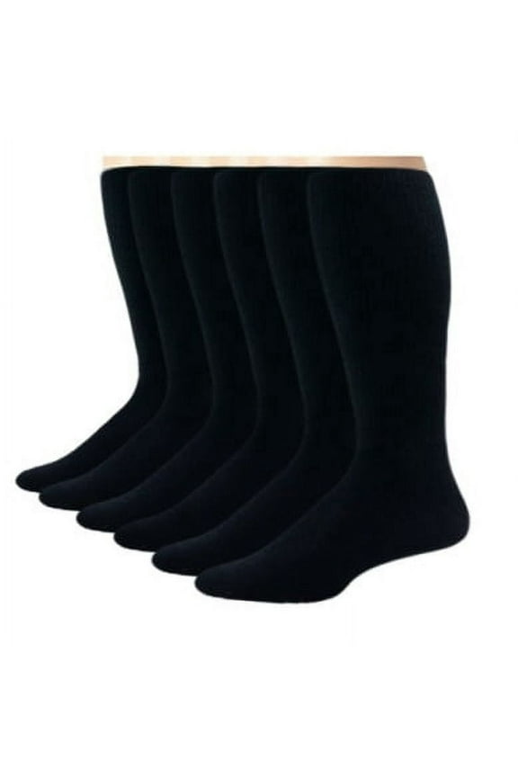 6 Pair Everlast Men's Over The Caft Tube Socks (Black)