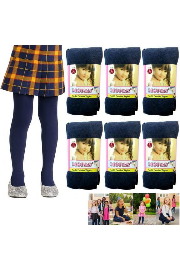 6 Pair Girls Tights Footed Dance Stockings Pantyhose Ballet L Size 7-10 Navy