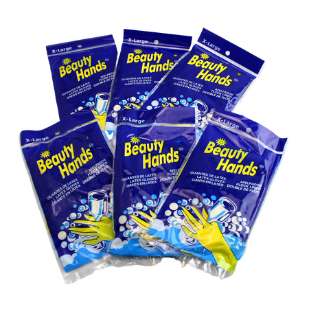 6 Pair Latex Dish Washing Chemical Resistant Gloves - X-Large