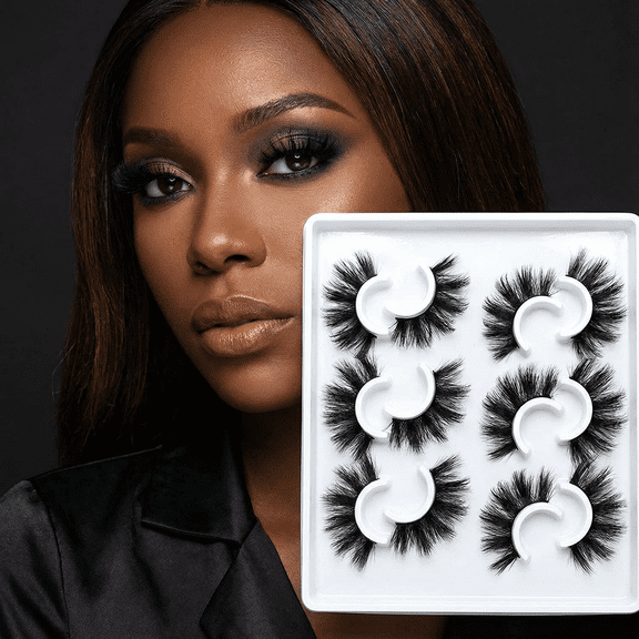 6 - Pair Luxury Voluminous Curled 3D False Eyelashes - Natural and Realistic, Create Charming Eyes