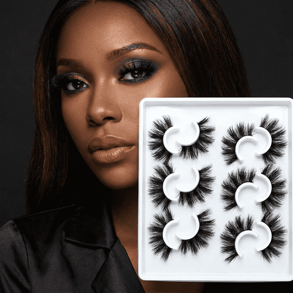 6 - Pair Luxury Voluminous Curled 3D False Eyelashes - Natural and Realistic, Create Charming Eyes