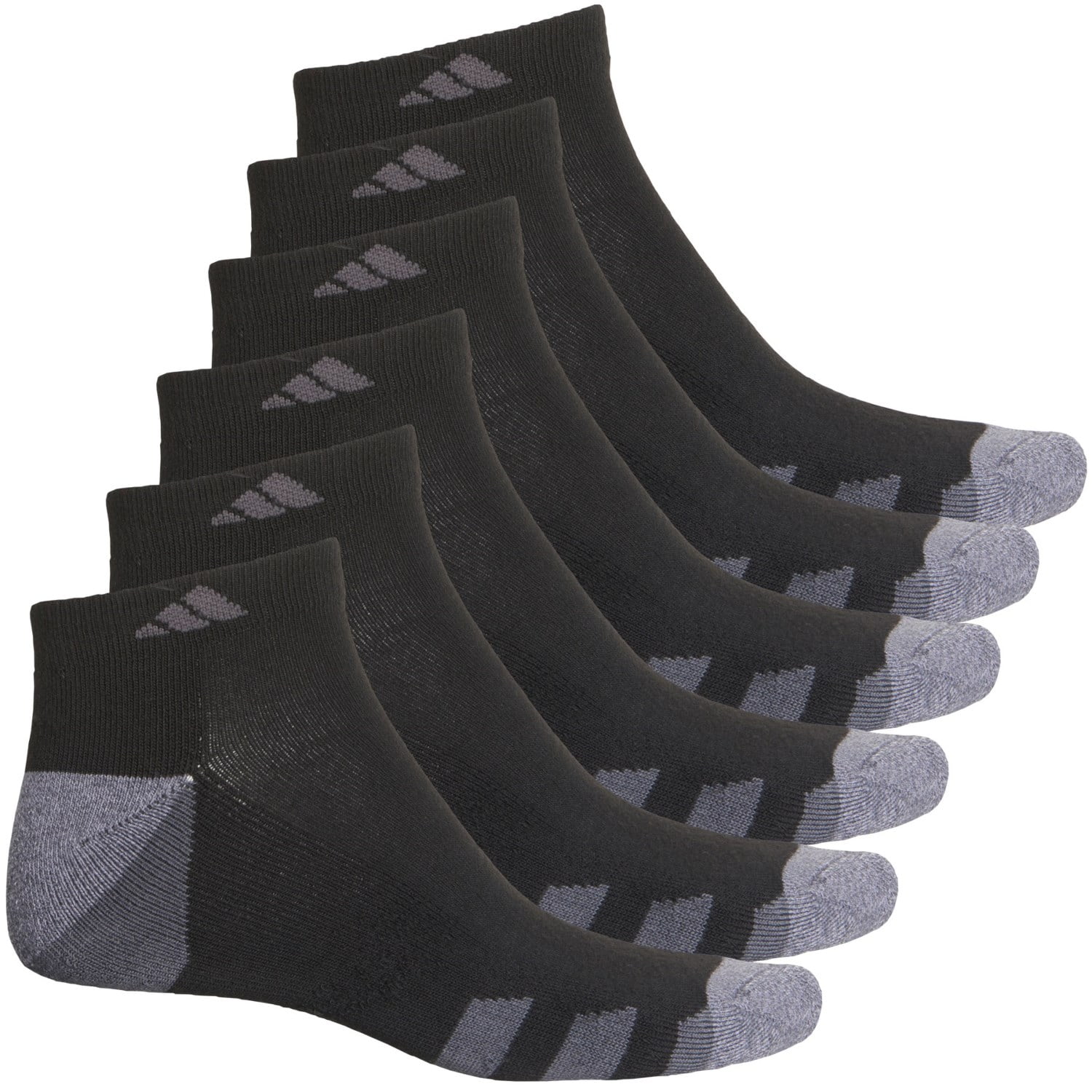 6 Pair Men's Adidas Low Cut Ankle Socks Black Stealth Size 6-12 Running Tennis