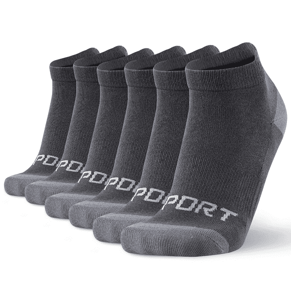 Mqamex Athletic Ankle Socks, Moisture-Wicking, Arch Support (6 Pack)6-14