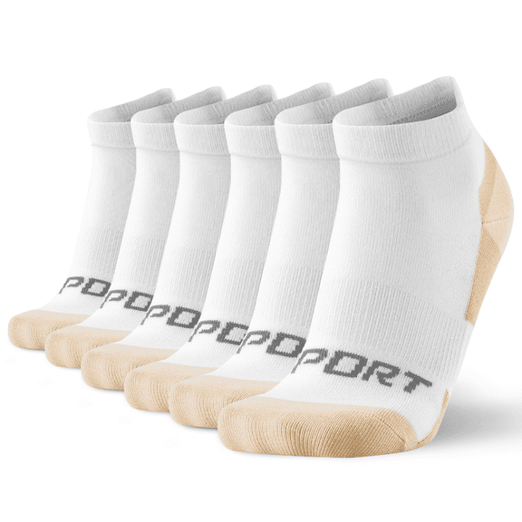 Mqamex Athletic Ankle Socks, Moisture-Wicking, Arch Support (6 Pack)6-14