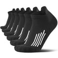thumbnail image 1 of 6-Pair Men's Performance Ankle Socks: Moisture-Wicking, Breathable & Non-Slip Grip - Arch Support, High-Stretch & Cushioned For Running, Hiking, Workout (Black/White) Athletic Socks, 1 of 6